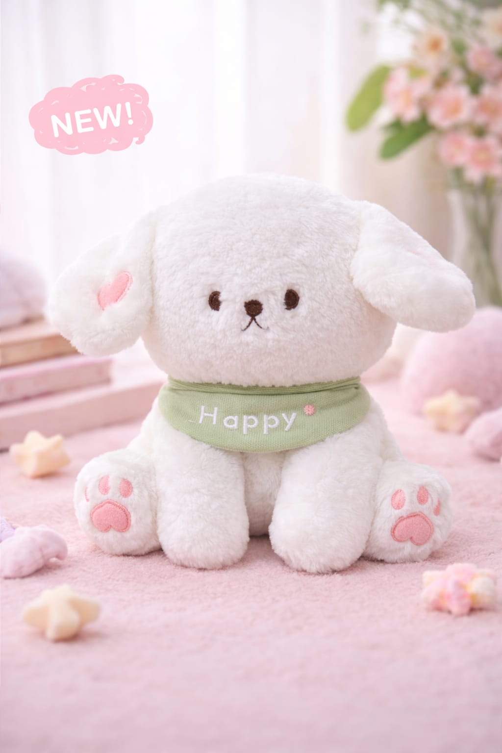 Cute Happy Dog Plush Toy – Soft Smiling Puppy Stuffed Animal | Adorable Cuddly Dog Teddy for Kids & Gifts