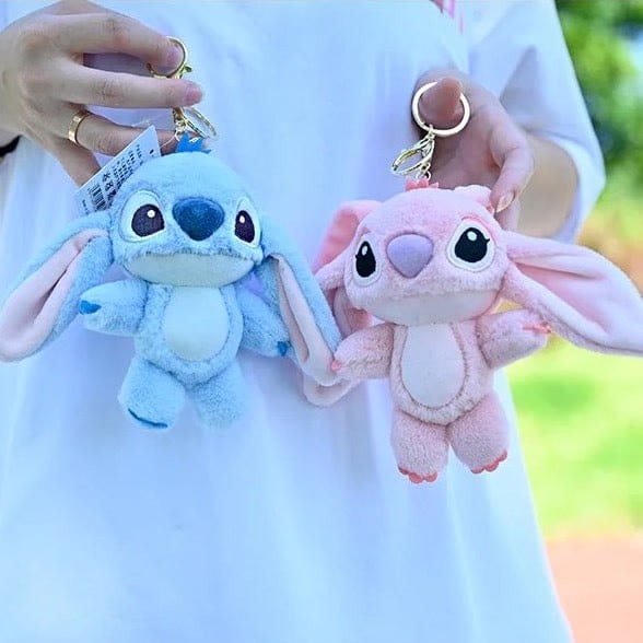 Stitch Plush Keychain – Cute Blue Cartoon Keyring | Soft Kawaii Bag Charm for Kids & Gifts