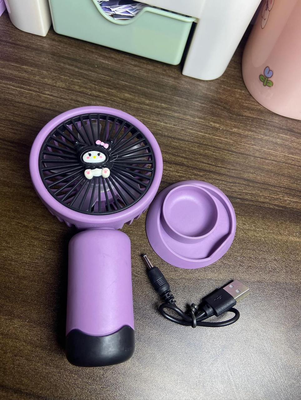 Mini Kuromi Hand Fan | Cute Kawaii Portable USB Fan | Cartoon Cooling Fan for Kids & Girls