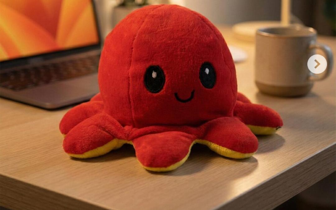 Reversible Octopus Plush Toy – 2-in-1 Flip Mood Octopus Soft Stuffed Animal | Cute Emoji Octopus for Kids & Gifts