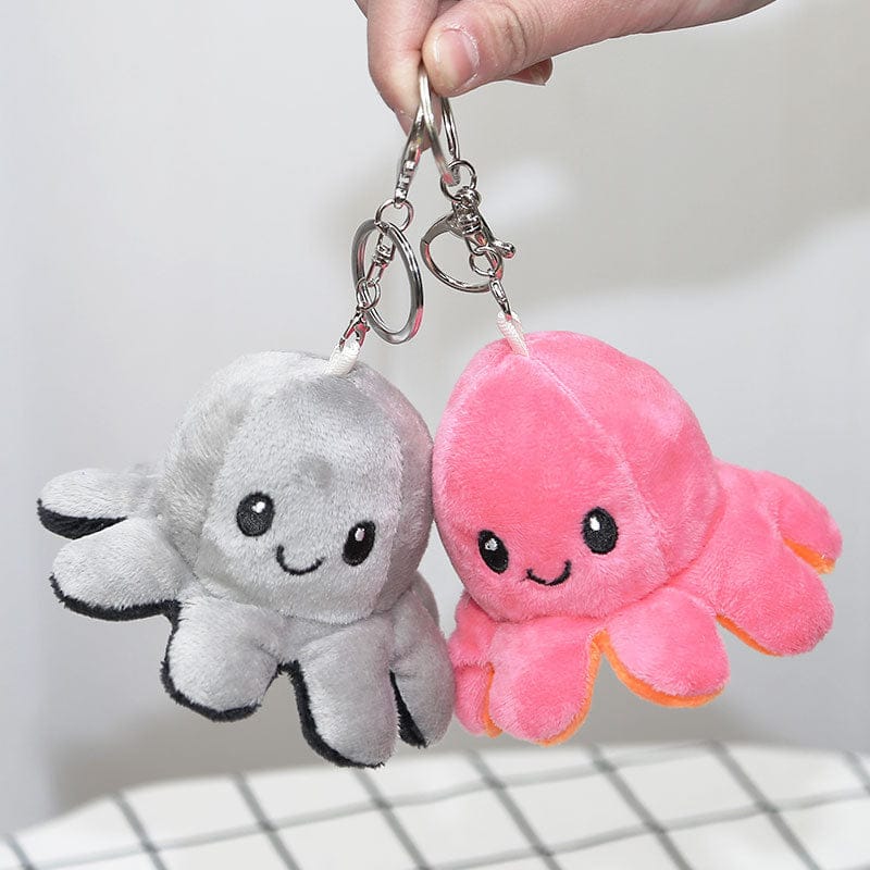 Reversible Octopus Keychain – 2-in-1 Flip Mood Plush Keyring | Cute Mini Octopus Bag Charm for Kids & Gifts